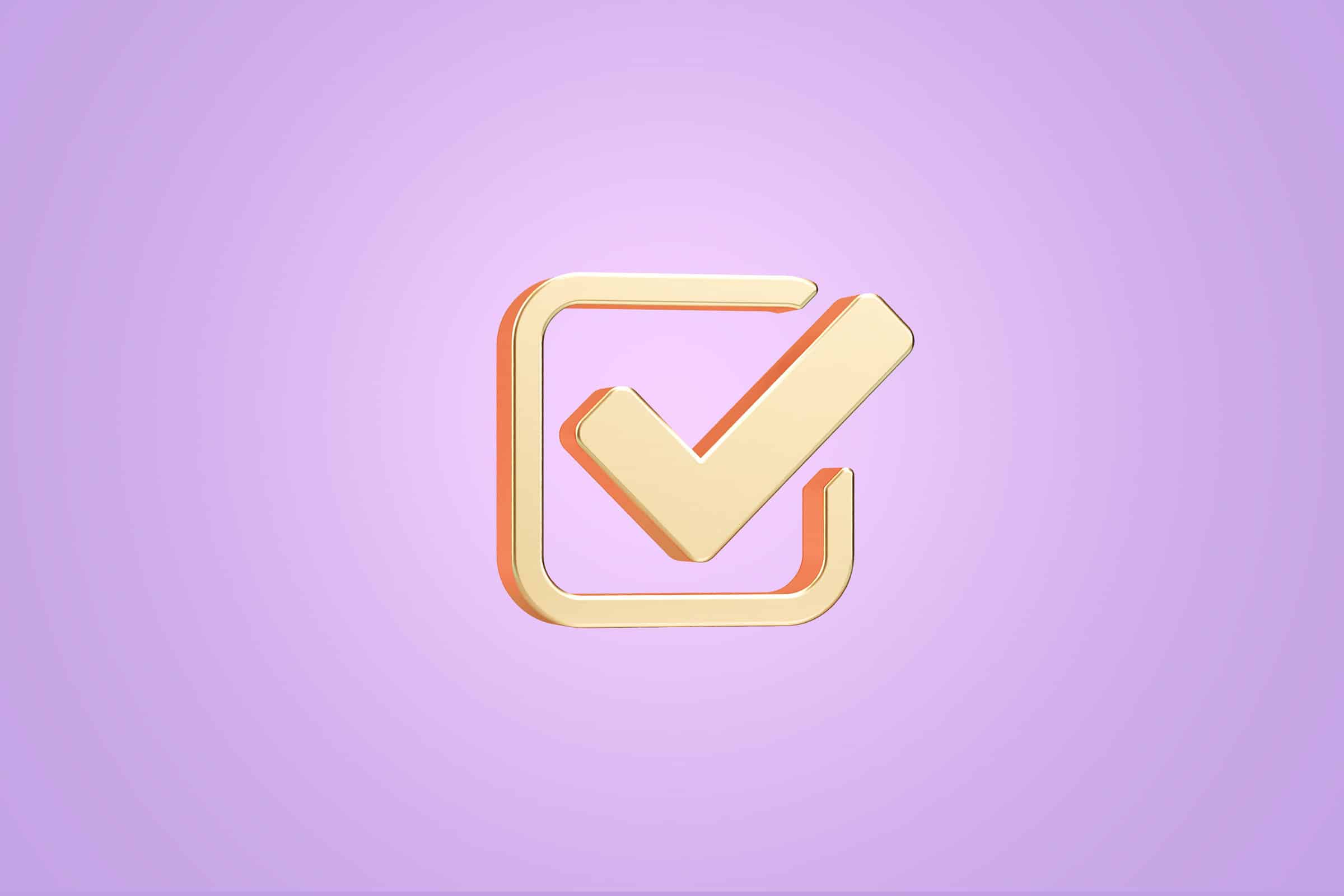a checkmark sign on a purple background