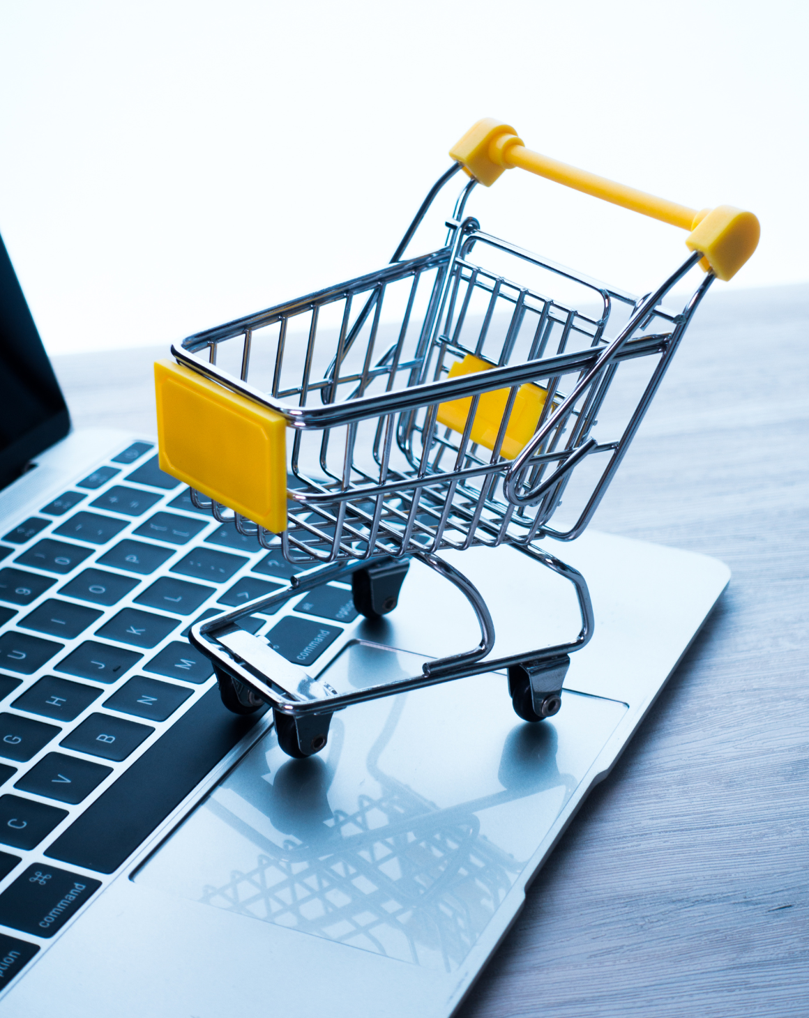 A shopping cart on a laptop