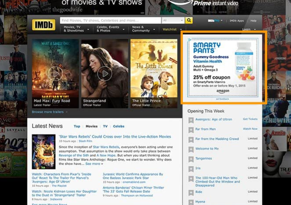 Amazon DSP ad on IMDb website